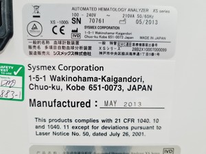 Thumbnail image of Sysmex XS-1000i Automated Hematology Analyser System w/ XS-1000i Software Lab