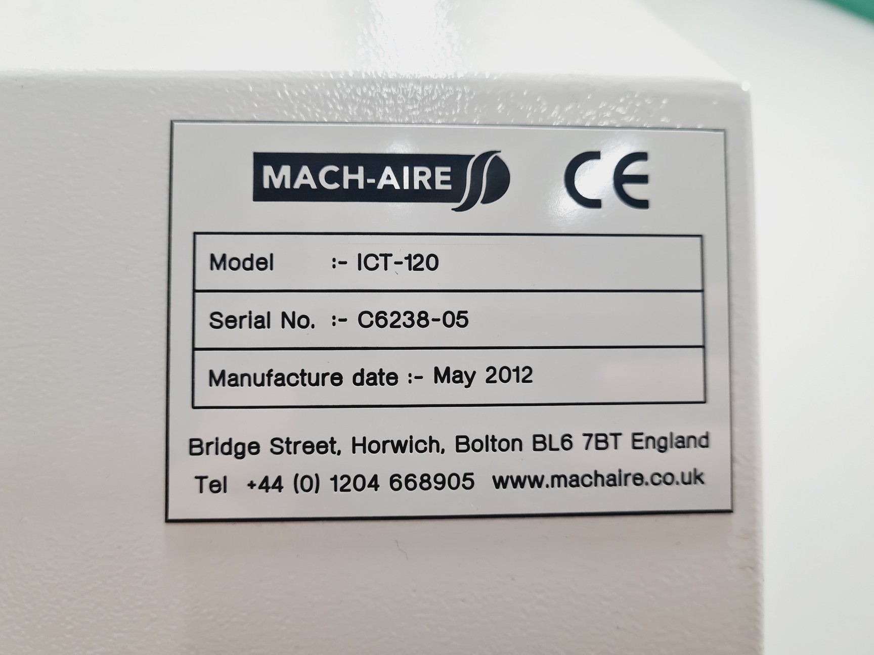 Image of Mach-Aire ICT-120 Isolator Glove Box - Spares/Repair Lab