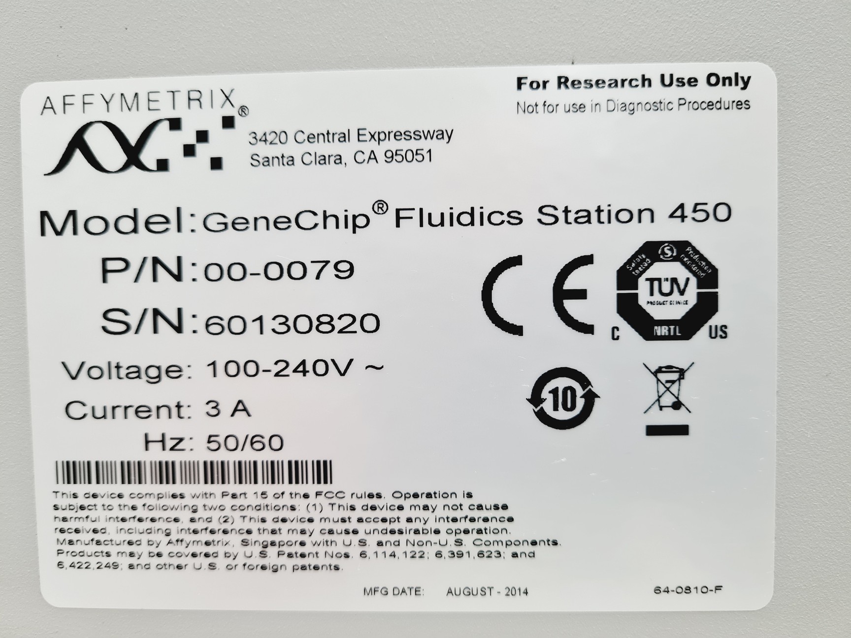 Image of Affymetrix GeneChip Fluidics Station 450 Lab
