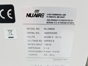 Thumbnail image of Nuaire Model: NU-9483E -86˚c ULT Ultra Low Temperature Lab Freezer