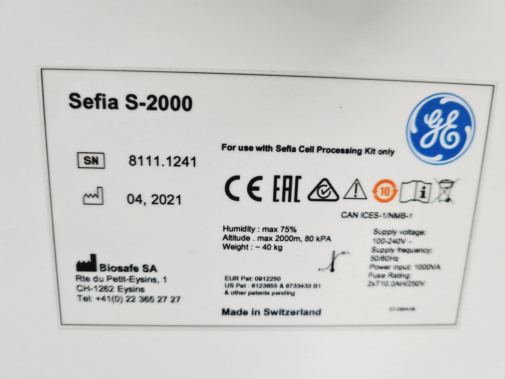 Image of GE Healthcare S-2000 Sofia Cell Processing Unit (2021) Lab