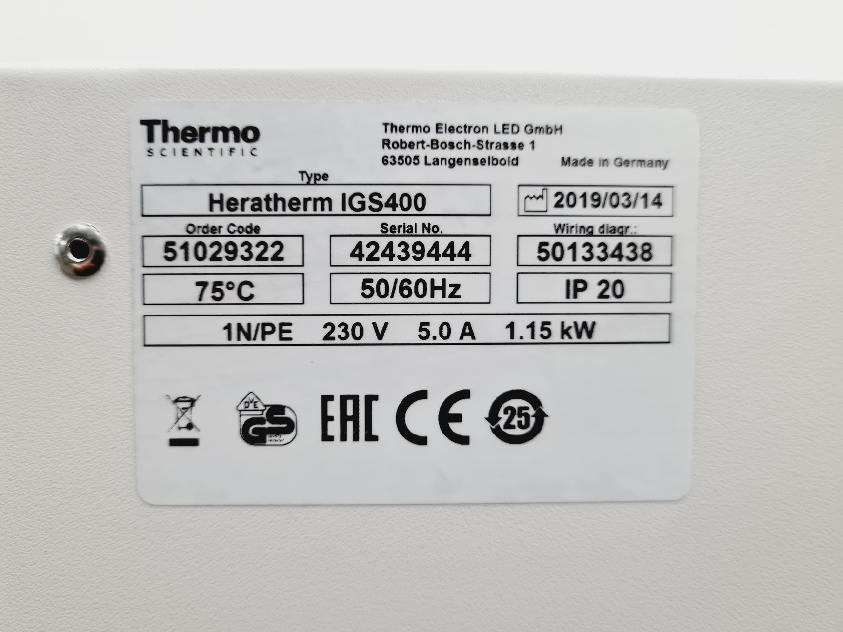 Image of Thermo Scientific Heratherm IGS400 Incubator Lab