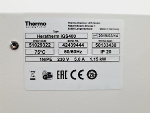Thumbnail image of Thermo Scientific Heratherm IGS400 Incubator Lab