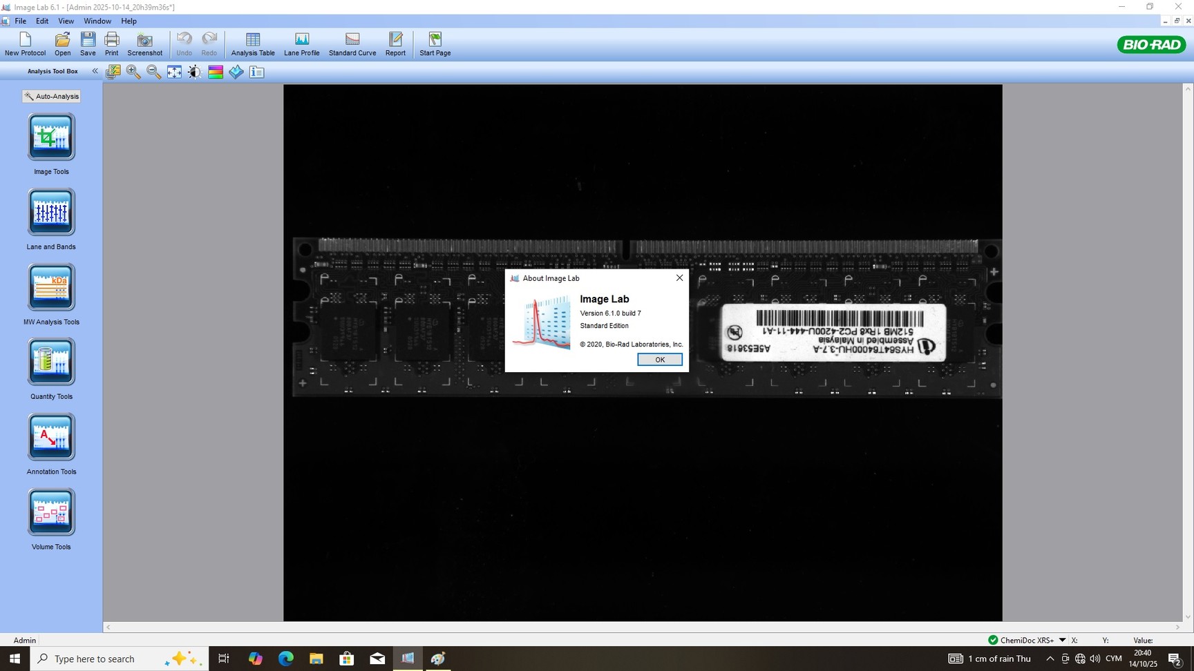 Image of Bio-Rad ChemiDoc XRS+ UV Gel Imaging System  Lab