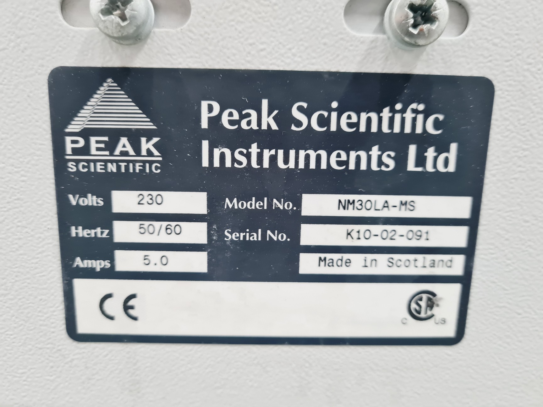 Image of Peak Scientific Nitrogen Generator Model - NM30LA-MS
