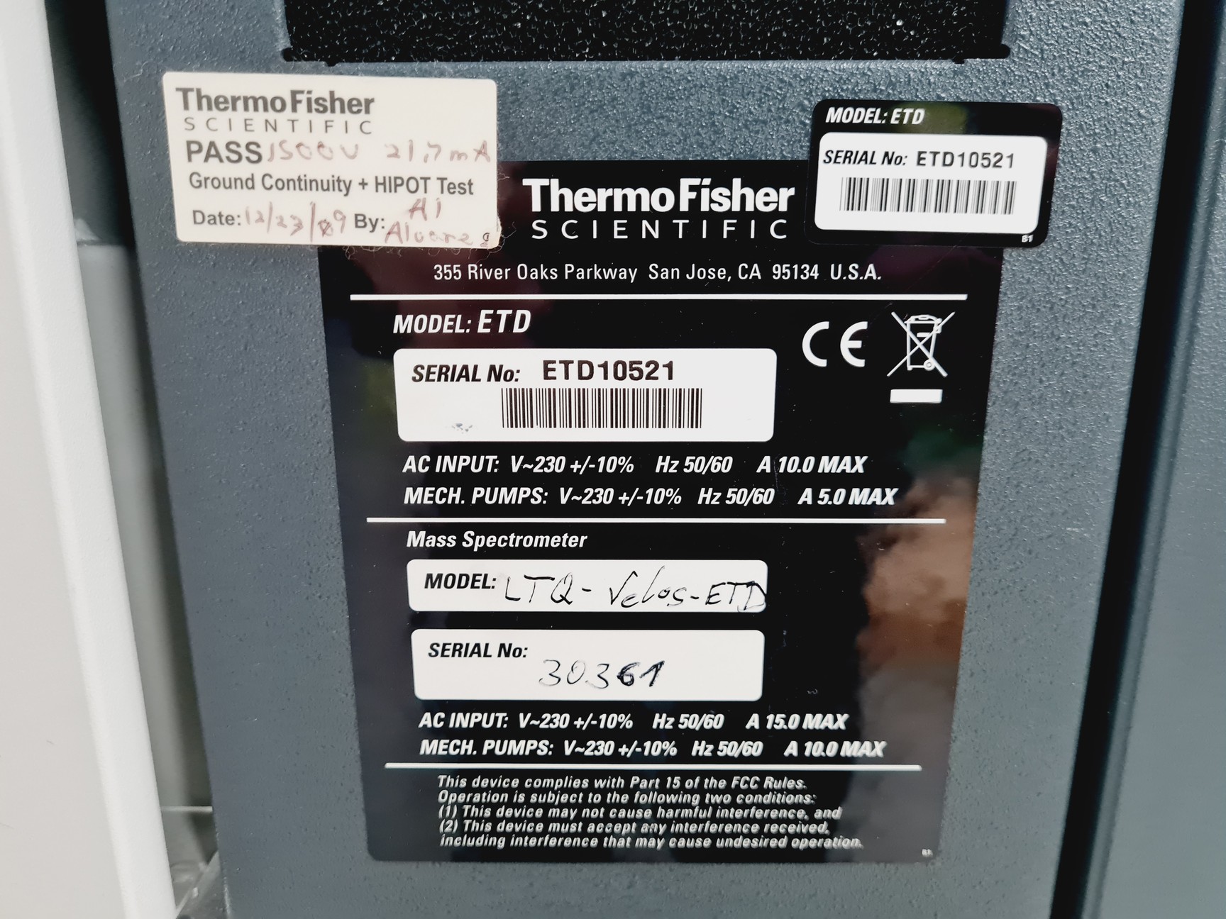 Image of Thermo Scientific LTQ-Velos-ETD with LTQ Orbitrap Velos Mass Spectrometer