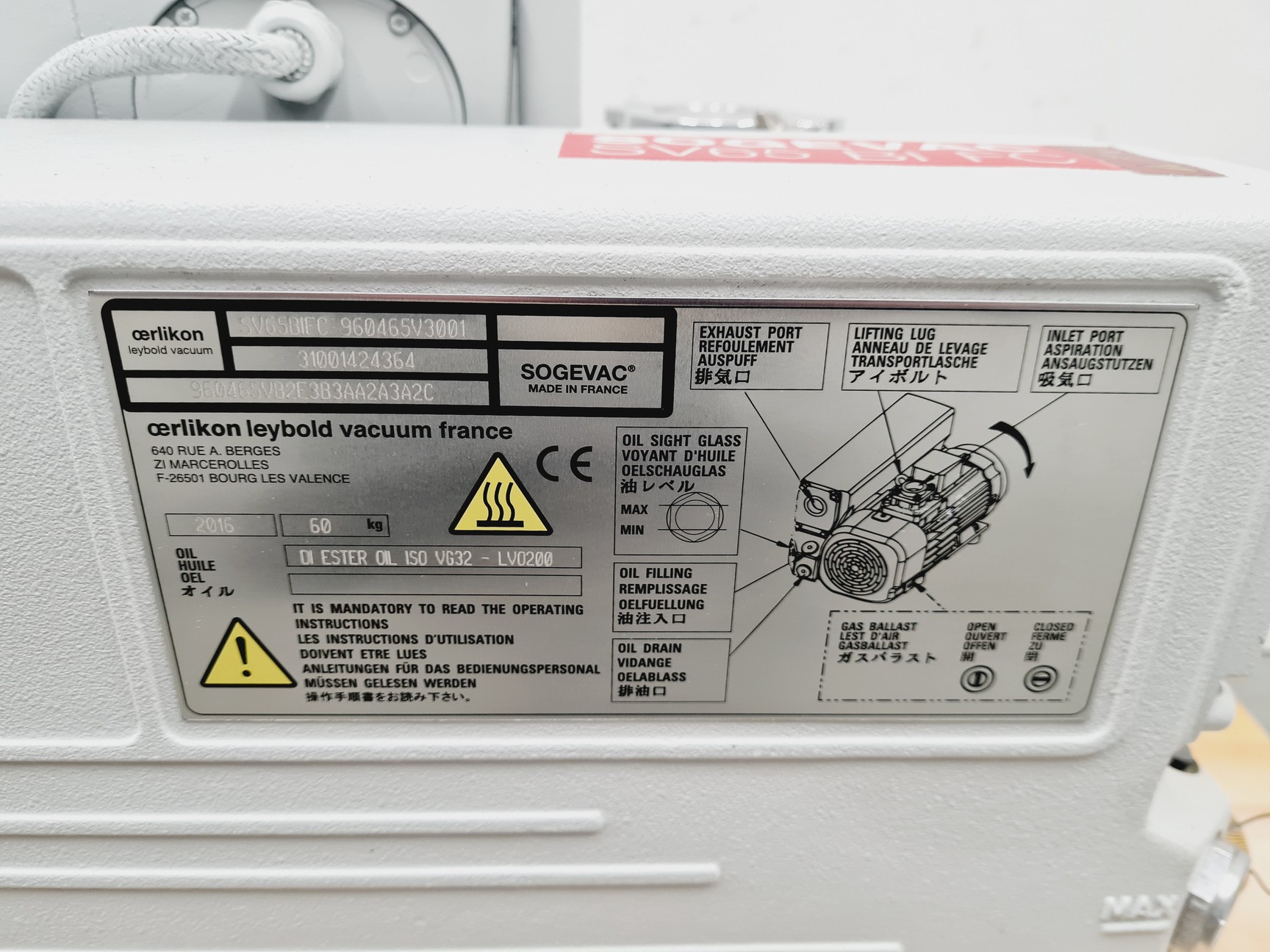 Image of Sogevac Model SV65 BI FC Vacuum Pump