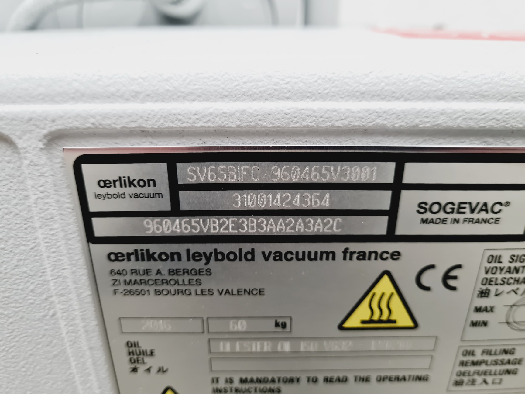 Image of Sogevac Model SV65 BI FC Vacuum Pump