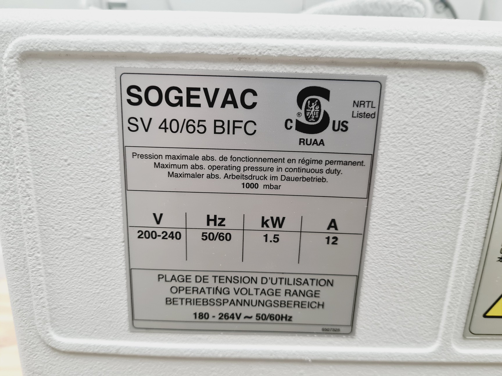Image of Sogevac Model SV65 BI FC Vacuum Pump