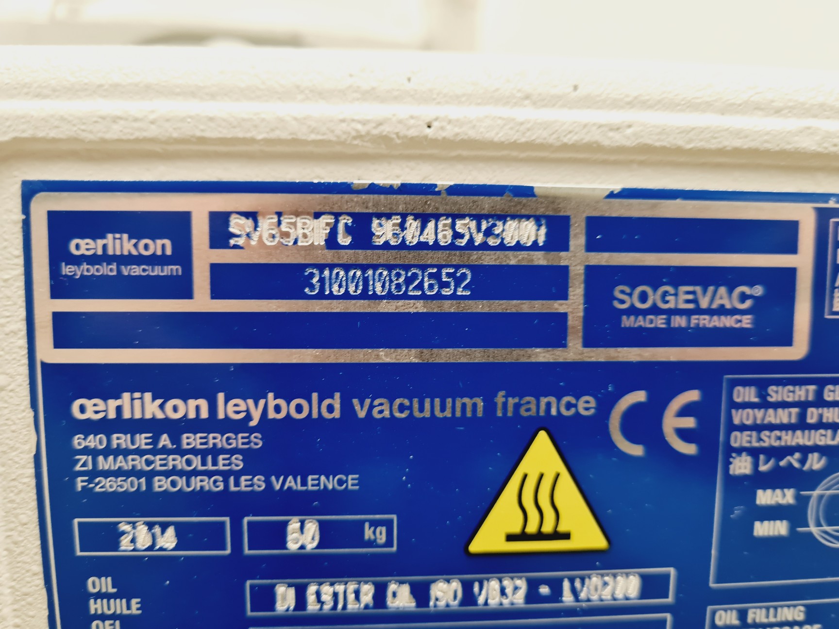 Image of Sogevac SV65 BI FC Vacuum Pump