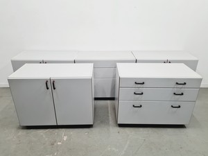 Thumbnail image of Set of 5 S+B Under Bench Lab Storage, 3 x 2 Door Cupboards, 2 x 3 Drawer Chests