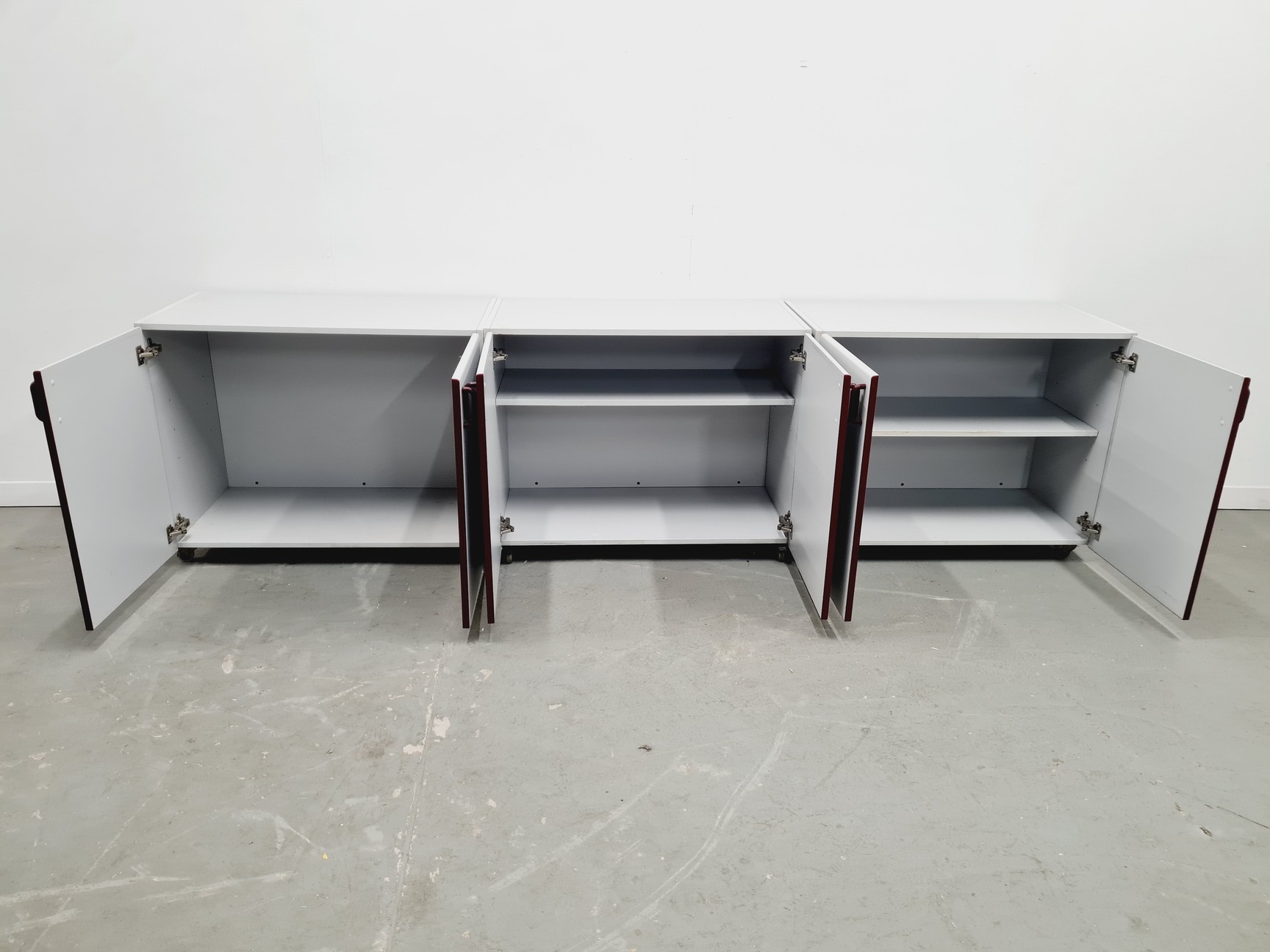 Image of Set of 5 S+B Under Bench Lab Storage, 3 x 2 Door Cupboards 2 x 3 Drawer Chests