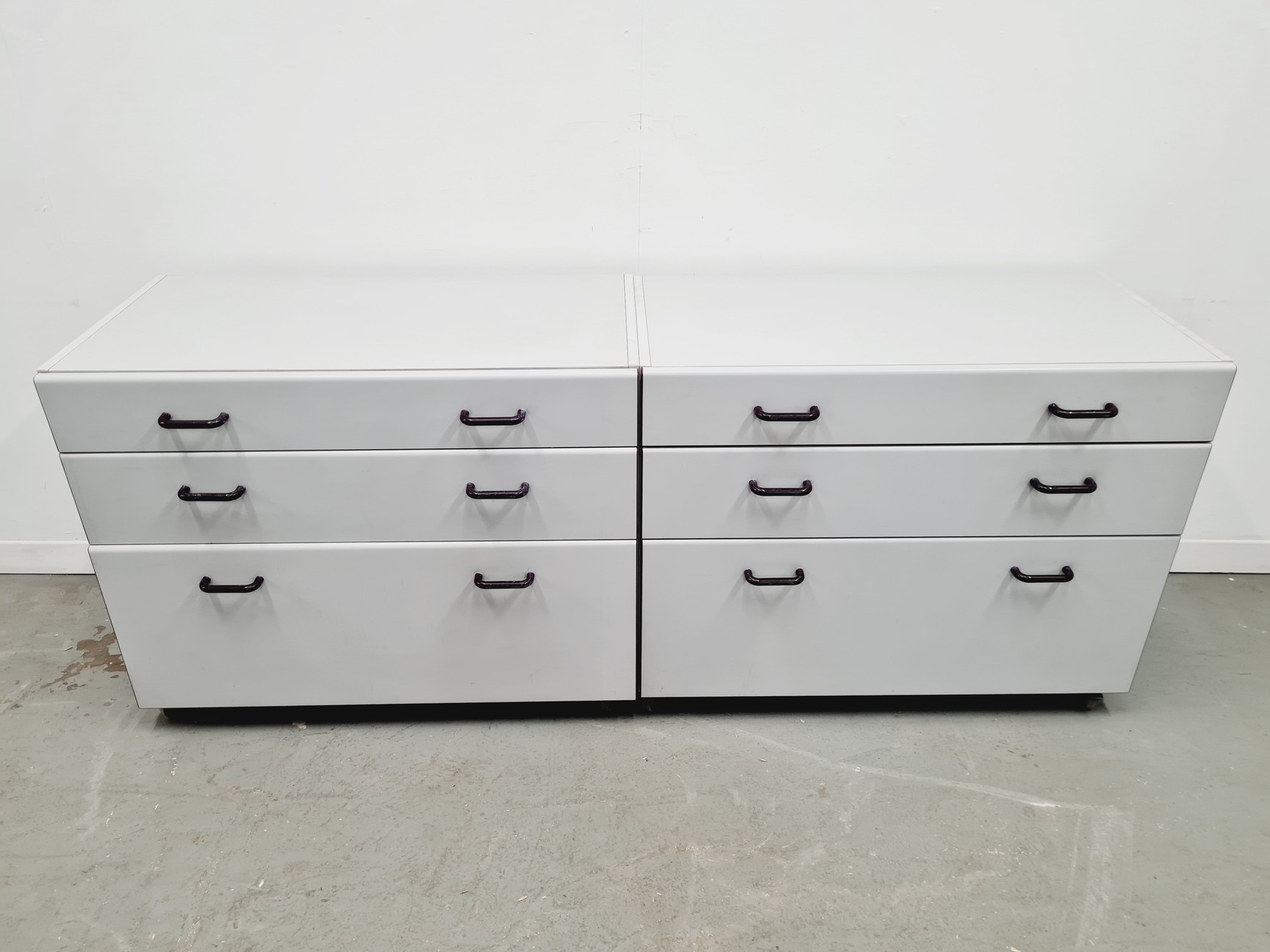 Image of Set of 5 S+B Under Bench Lab Storage, 3 x 2 Door Cupboards 2 x 3 Drawer Chests