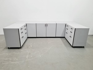 Thumbnail image of Set of 5 S+B Under Bench Lab Storage, 3 x 2 Door Cupboards, 2 x 3 Drawer Chests