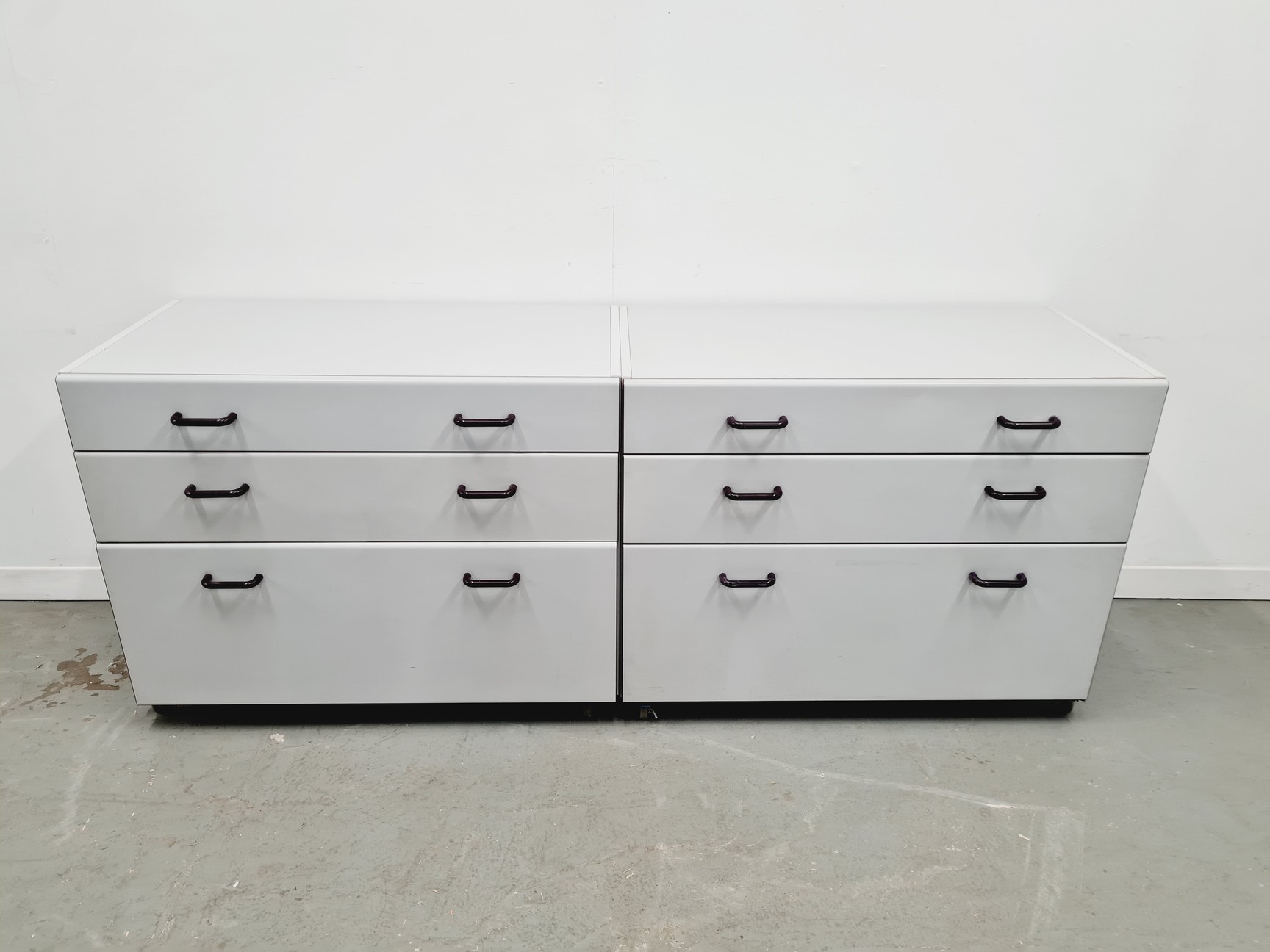 Image of Set of 5 S+B Under Bench Lab Storage, 3 x 2 Door Cupboards, 2 x 3 Drawer Chests