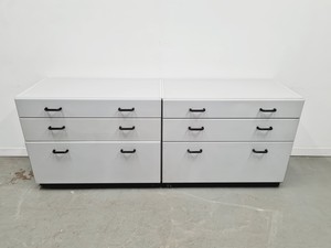 Thumbnail image of Set of 5 S+B Under Bench Lab Storage, 3 x 2 Door Cupboards, 2 x 3 Drawer Chests