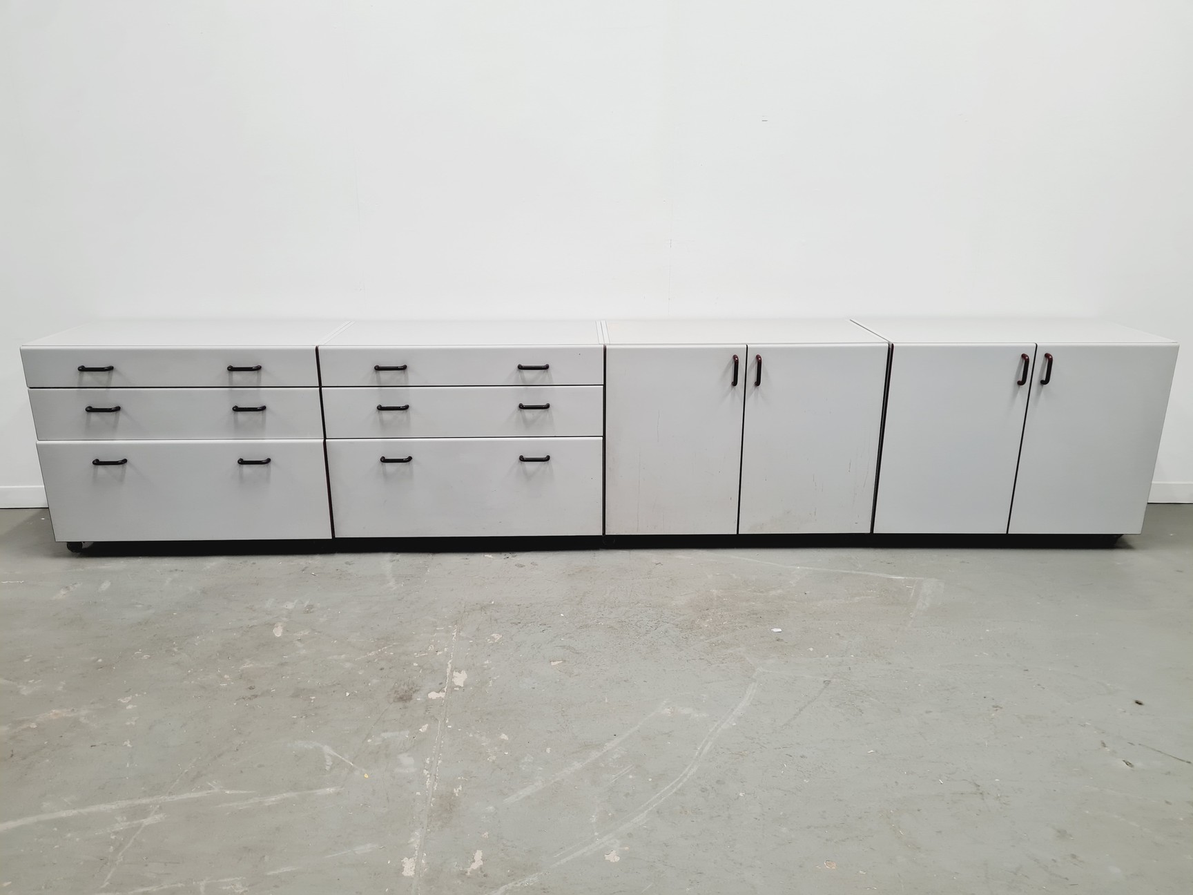 Image of Set of 4 S+B Under Bench Lab Storage, 2 x 2 Door Cupboards, 2 x 3 Drawer Chests