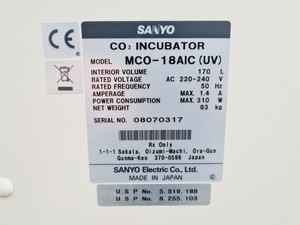 Thumbnail image of Sanyo O2/CO2 Incubator MCO-18M & Sanyo CO2 Incubator MCO-18AIC (UV)