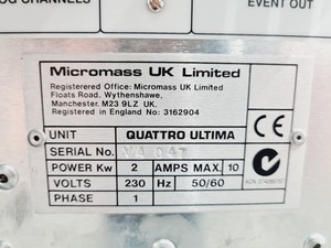 Thumbnail image of Micromass Quattro Ultima Liquid Chromatography Mass Spectrometer (LC-MS) Lab