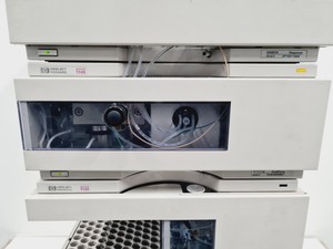 Thumbnail image of Hewlett Packard Series 1100 HPLC System - FLD, Degasser, QuatPump, ALS, ColComp