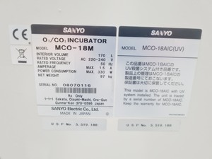 Thumbnail image of Sanyo O2/CO2 Incubator MC0-18M
