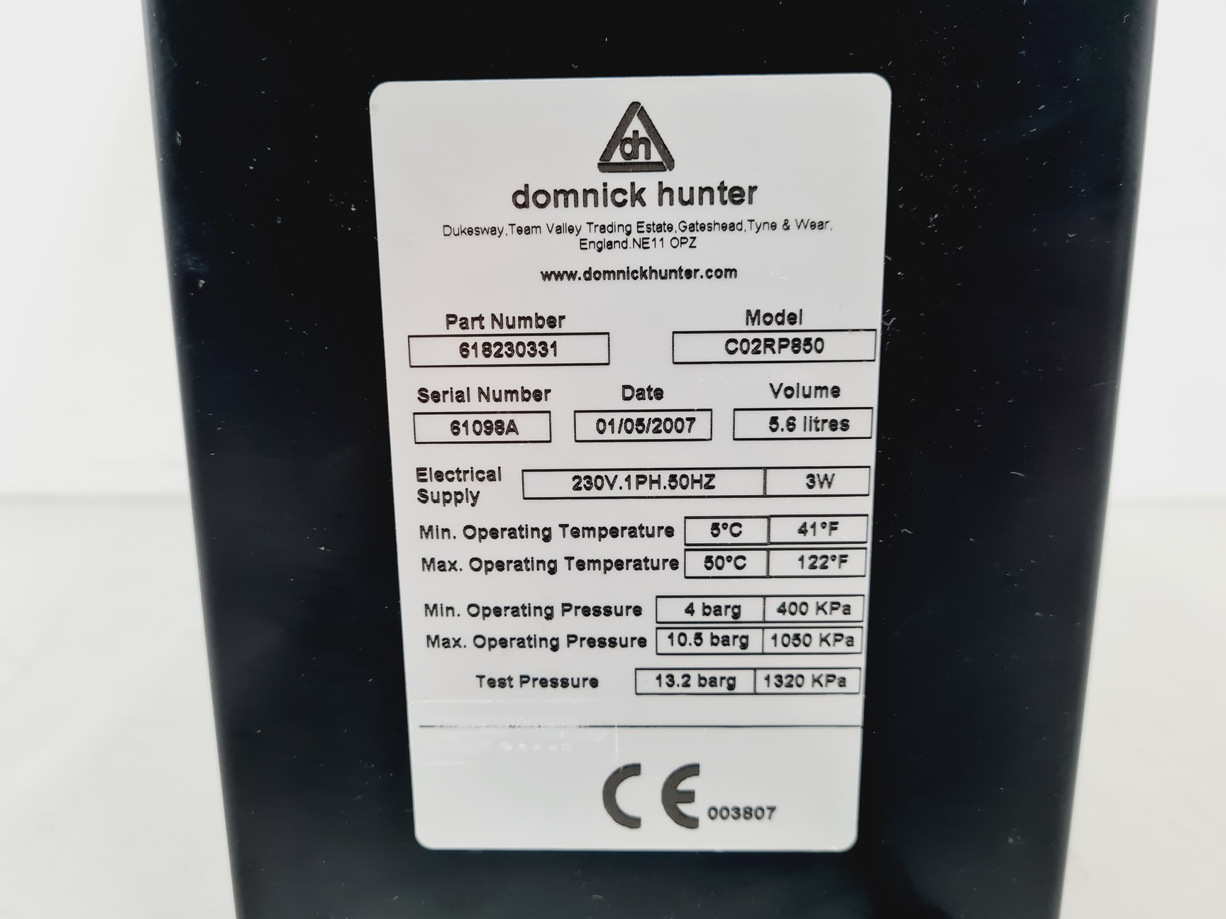 Image of Domnick Hunter C02RP850 CO2 Free Air Generator