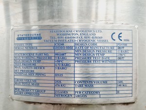 Thumbnail image of StateBourn CryoStor 240 Stainless Nitrogen Storage Lab