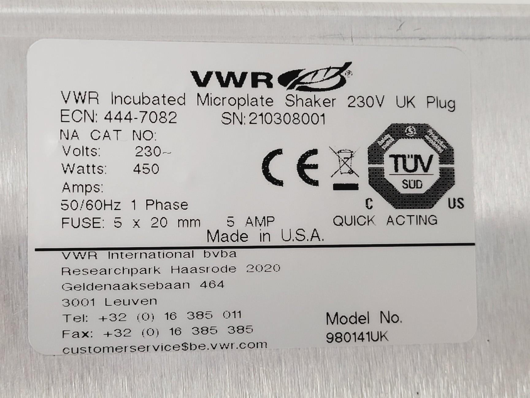 Image of VWR Incubated Microplate Shaker Model No. 980141UK Lab