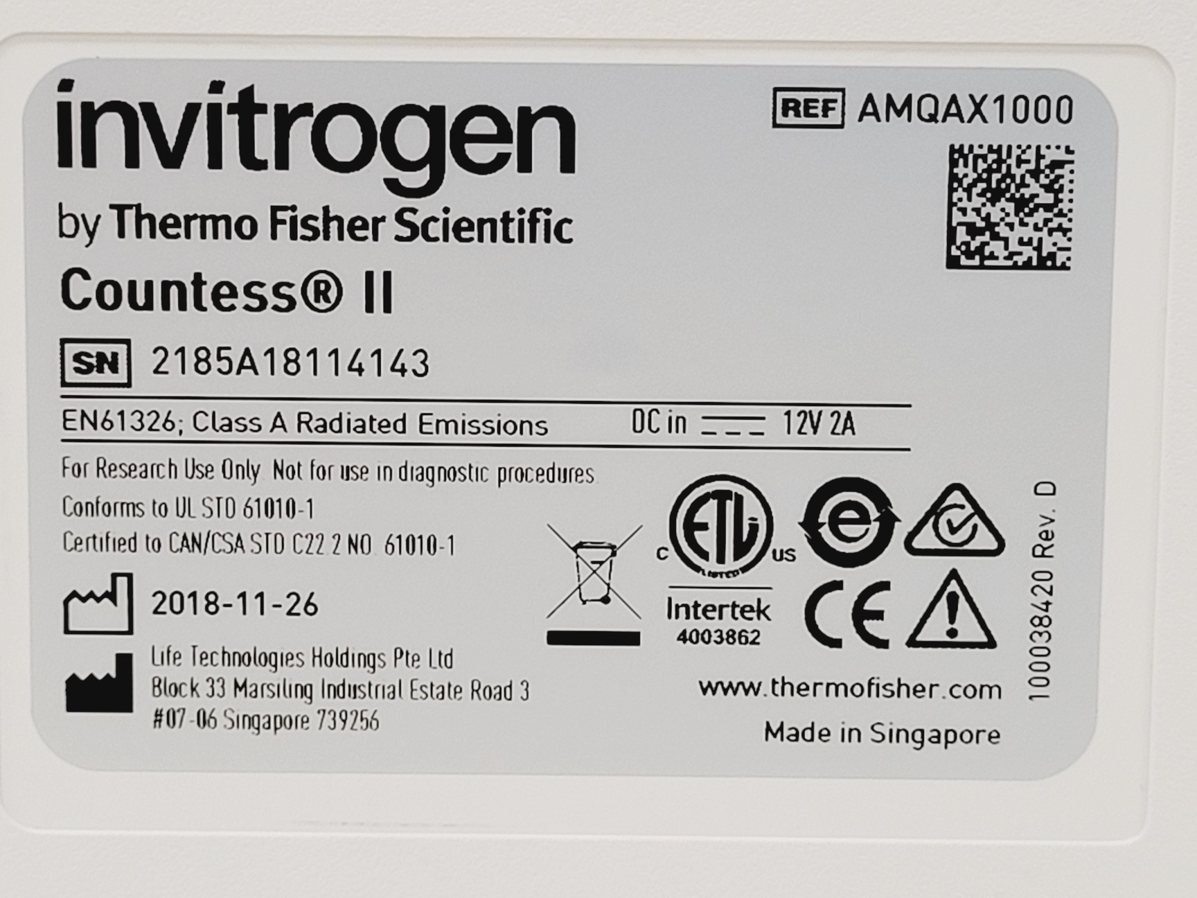 Image of Invitrogen Model Countess II Automated Cell Counter Lab