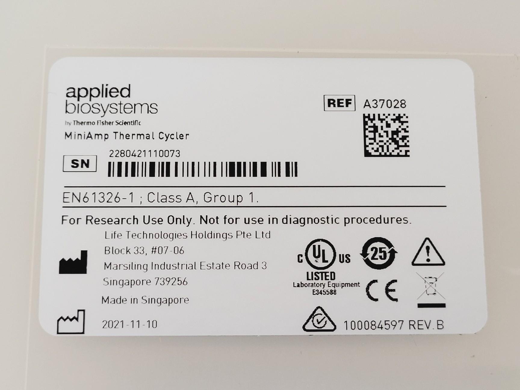 Image of Applied Biosystems MiniAmp Thermal Cycler Lab (2021)