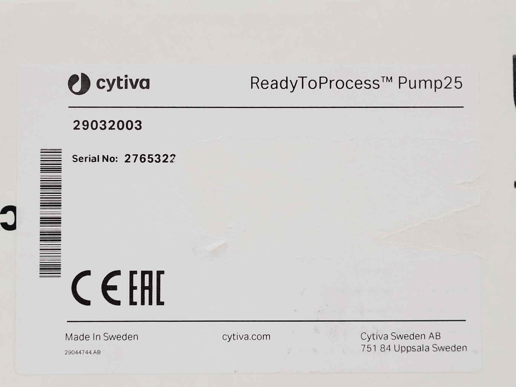 Image of Cytiva Model ReadyToProcess Pump25 Lab