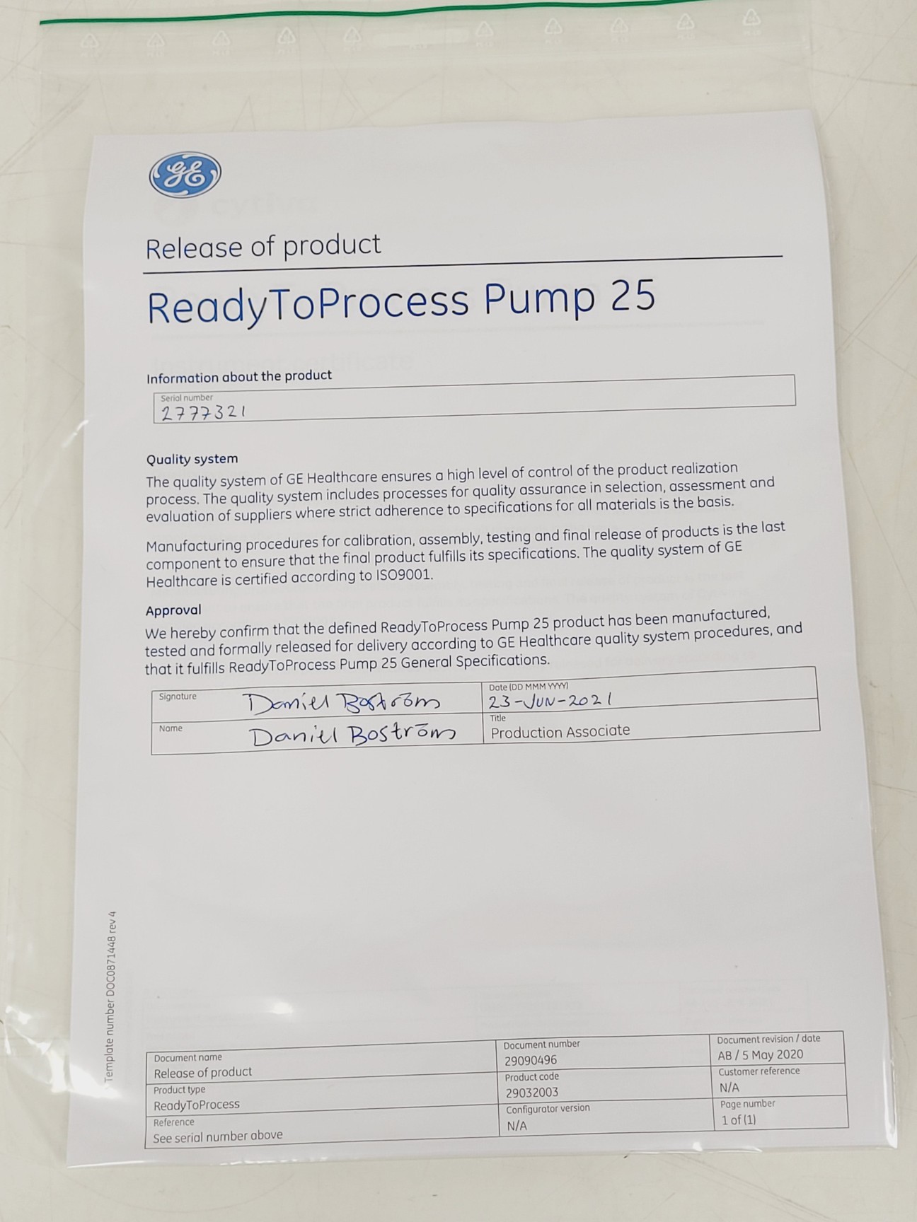 Image of New Cytiva ReadyToProcess Pump25 Lab