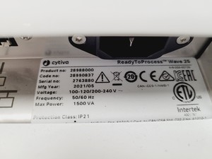 Thumbnail image of Cytiva ReadyToProcess WAVE 25 w/ Tray 50, Pump25, CBCU Software, System Lab