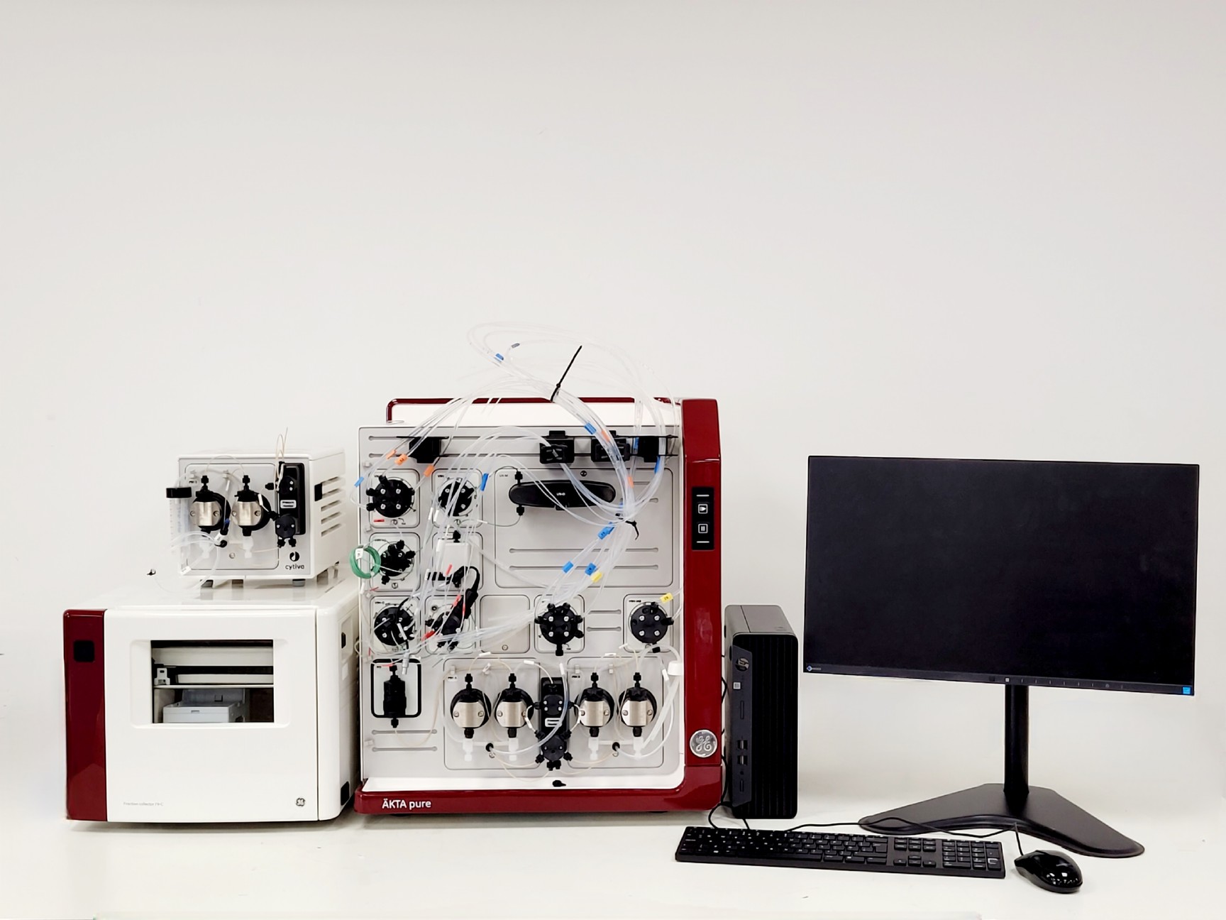 Image of GE Healthcare AKTA Pure FPLC System w/Fraction Collector F9-C & Sample Pump S9H