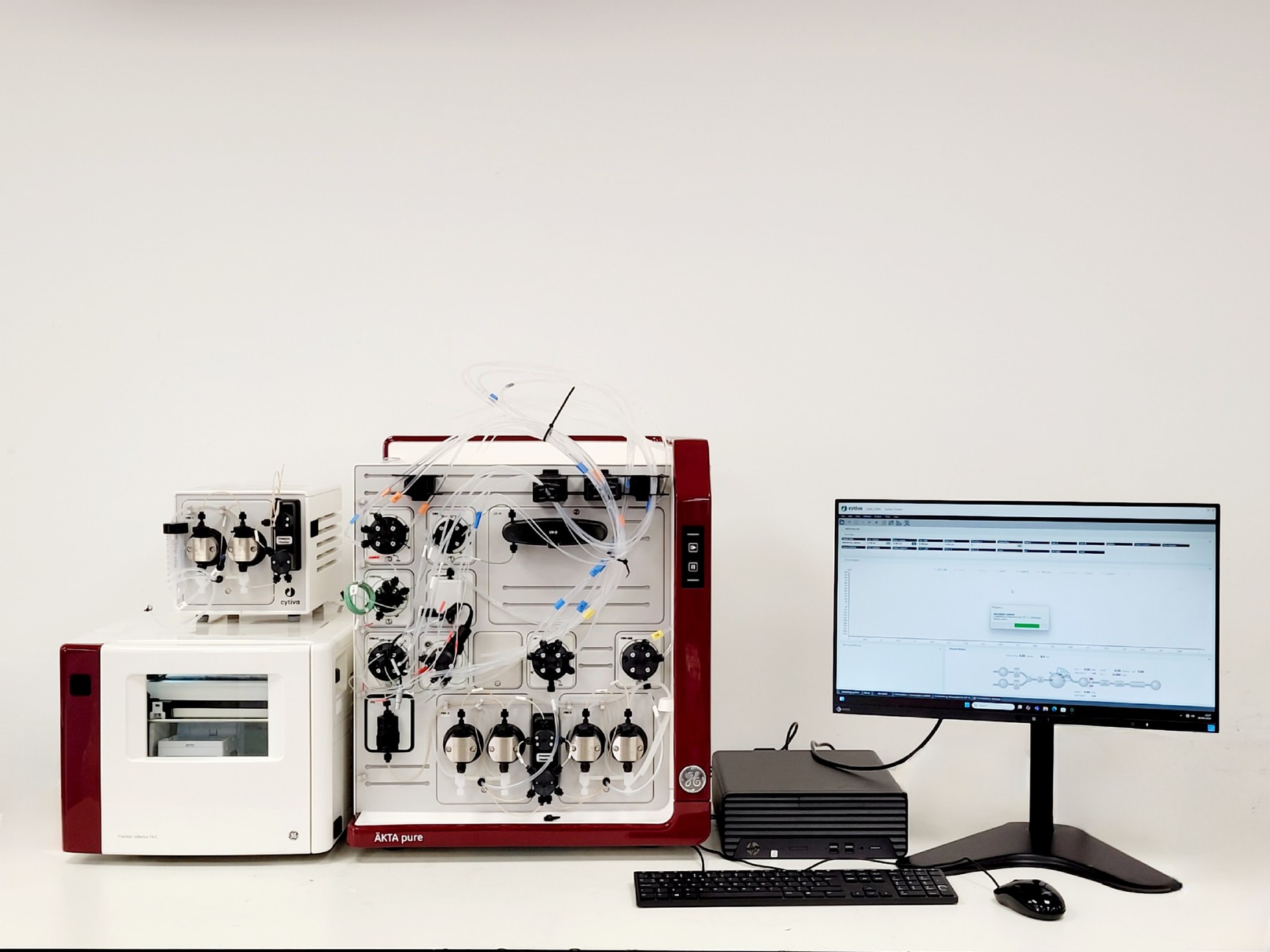 Image of GE Healthcare AKTA Pure FPLC System w/Fraction Collector F9-C & Sample Pump S9H