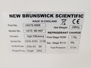 Thumbnail image of New Brunswick Scientific U570 -86 HEF Ultra-Low Temperature Freezer Lab