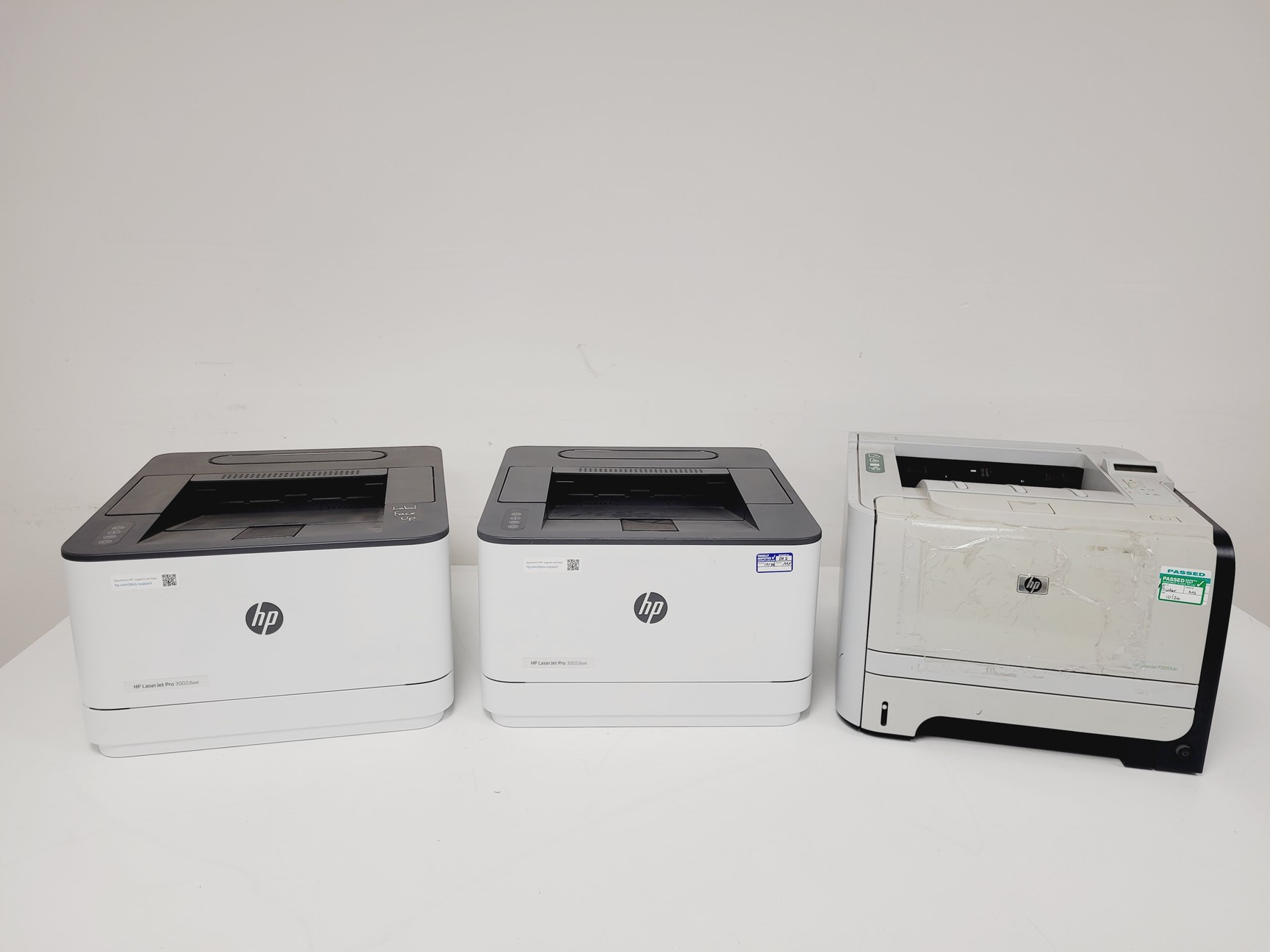 Image of 4 x HP LaserJet Printers – Pro 500 Colour MFP, P2055dn, and 2 x Pro 3002dwe