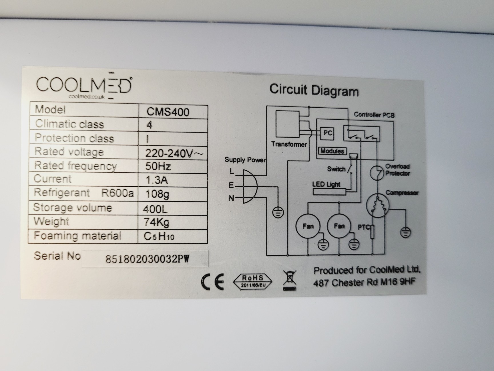 Image of Coolmed CMS400 Medical/Pharmacy Refrigerator