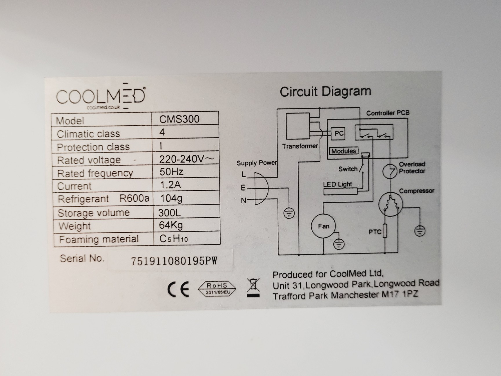 Image of Coolmed CMS300 Medical/Pharmacy Refrigerator