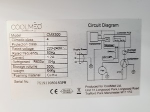 Thumbnail image of Coolmed CMS300 Medical/Pharmacy Refrigerator