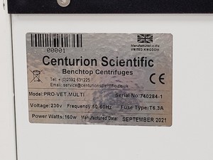 Thumbnail image of 202Centurion Scientific PRO-VET Multi Benchtop Centrifuge - Spares/Repair Lab