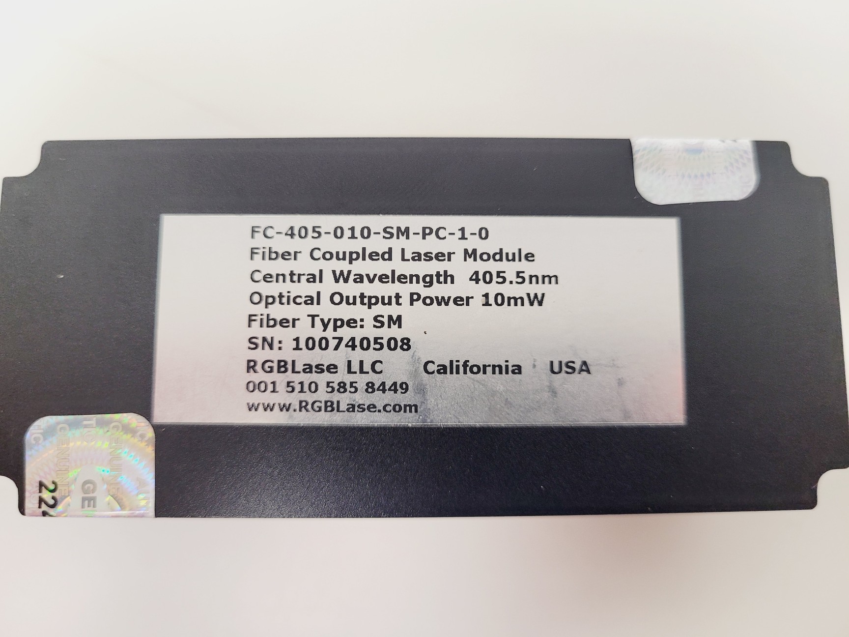 Image of RGBLase Fiber Coupled Laser Module 405.5nm FC-405-010-SM-PC-1-0