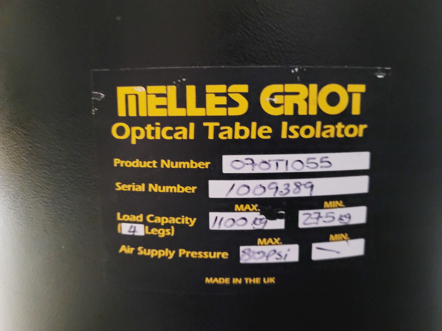 Image of Melles Griot Anti-Vibration Isolation Optics Table