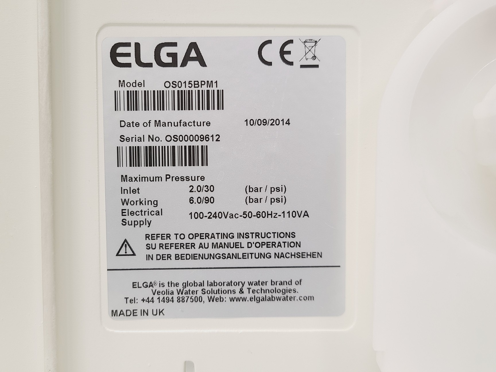 Image of ELGA PURELAB Option-S Water Purifier with 75L Reservoir