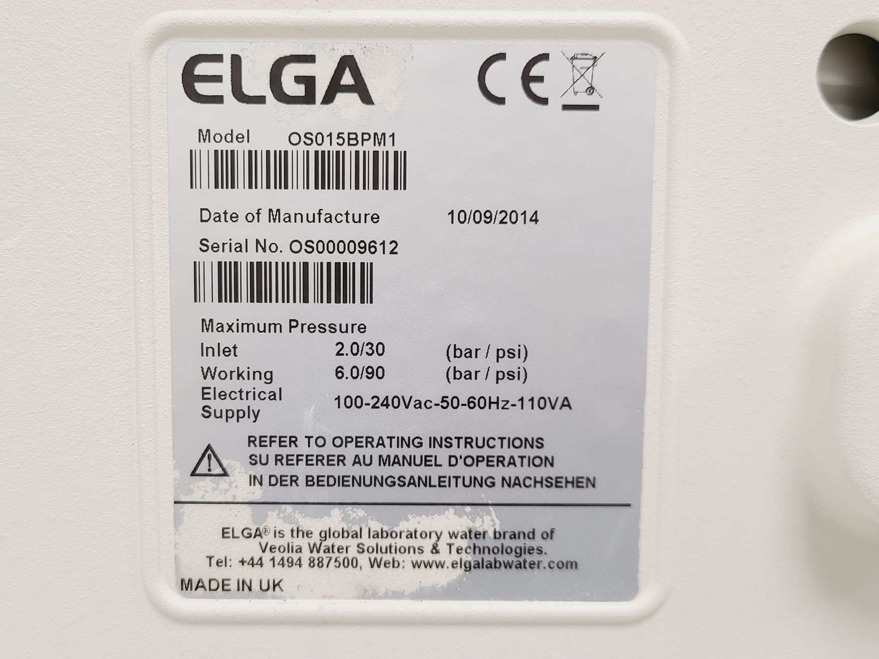 Image of ELGA PURELAB Option-S Water Purifier with 75L Reservoir
