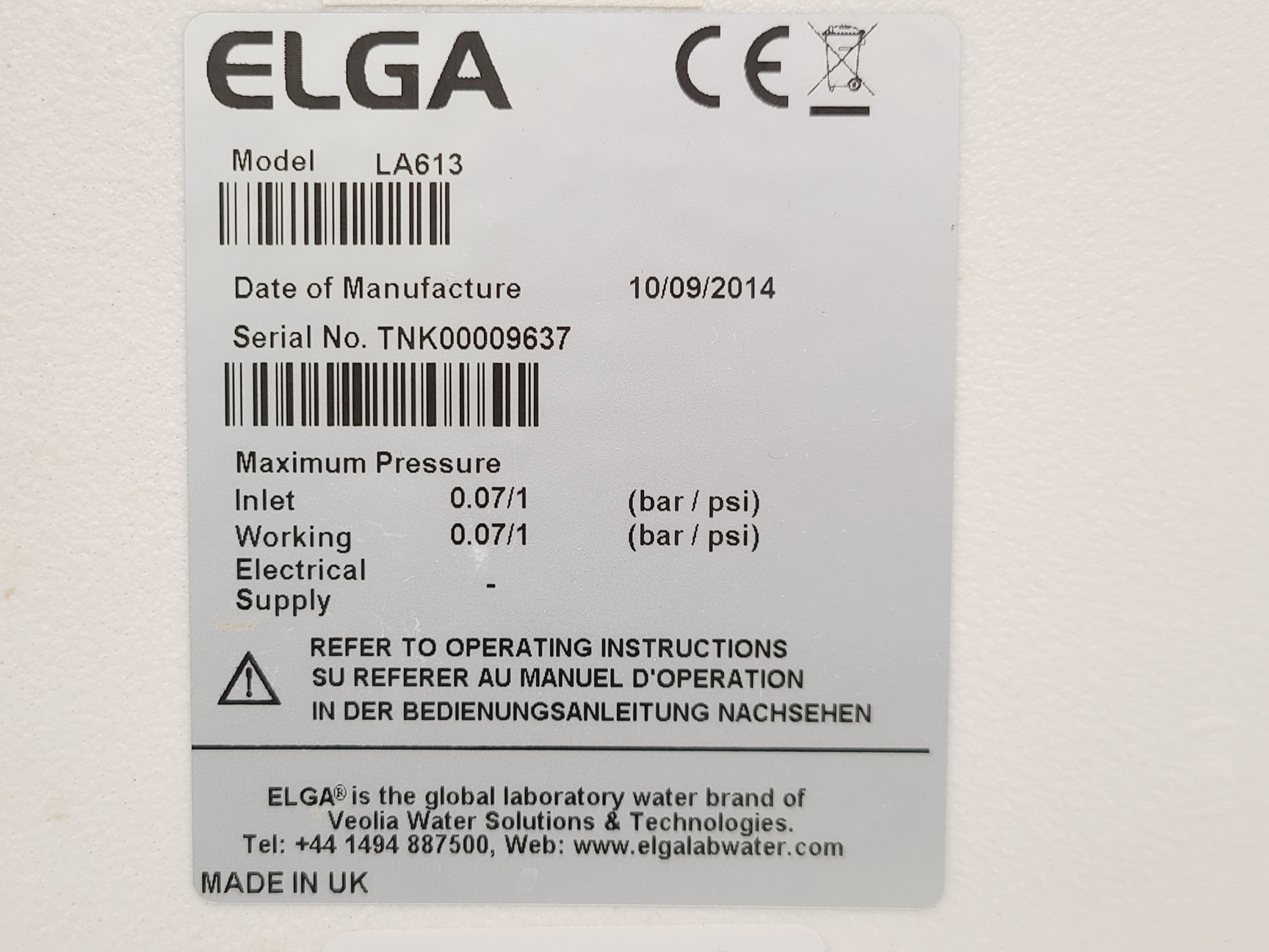 Image of ELGA PURELAB Option-S Water Purifier with 75L Reservoir