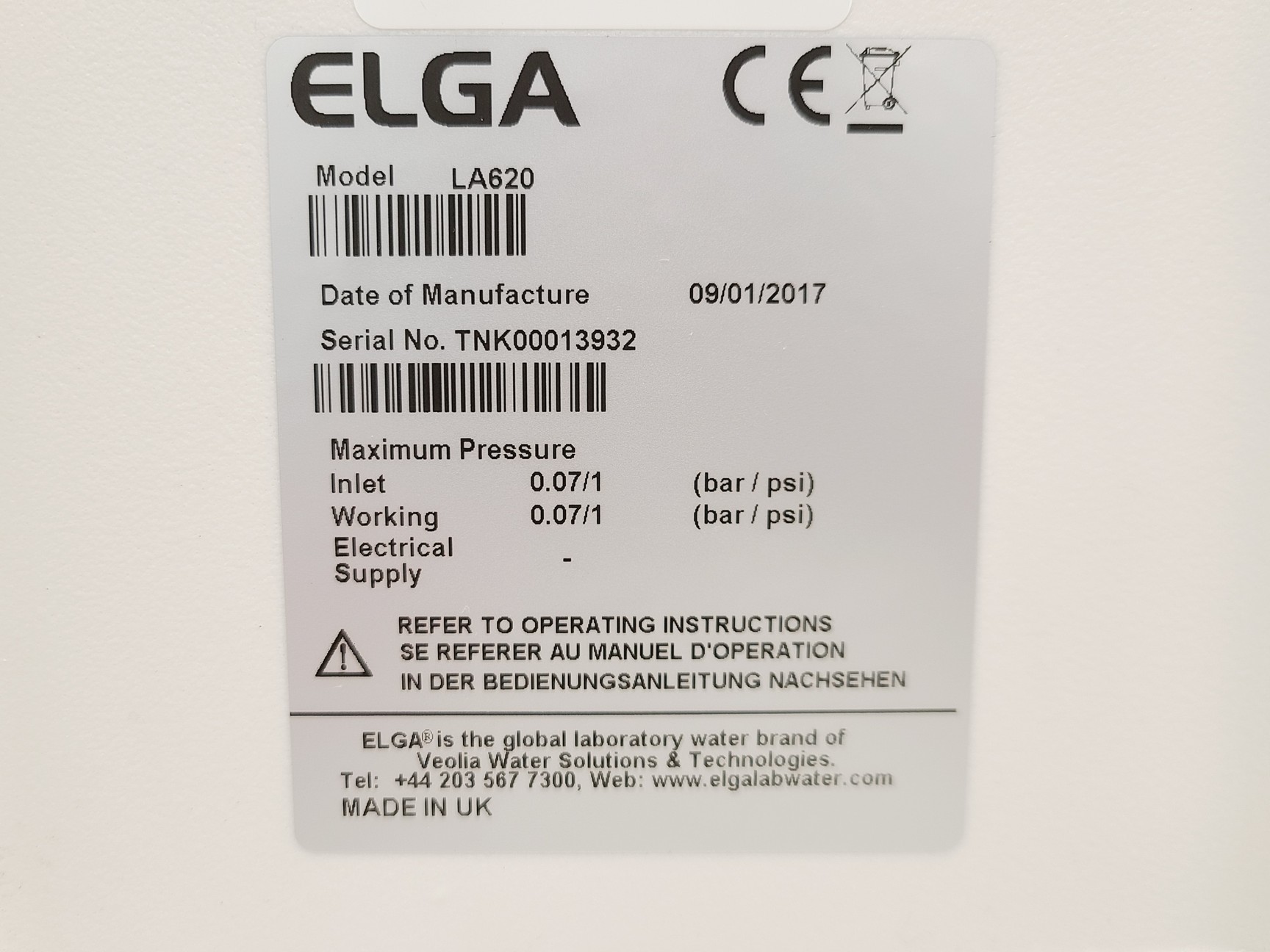 Image of ELGA PURELAB Option DV 35 Water Purifier