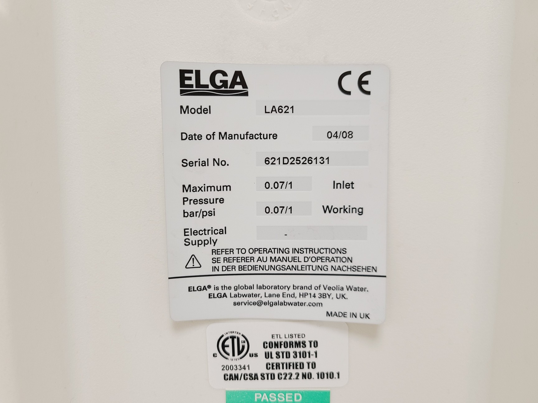 Image of ELGA PURELAB Option-Q DV25