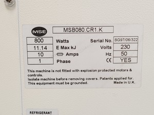 Thumbnail image of Sanyo MSE Harrier 18/80 Refrigerated Centrifuge - MSB080.CR1.K S/R Lab