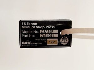 Thumbnail image of Clarke Strong-Arm 15 Tonne Manual Hydraulic Press - CSA15F